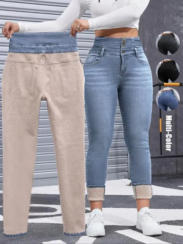 🔥Last Day 89% OFF🔥Women's High Elasticity Fleece Lined Thick Denim Jeans