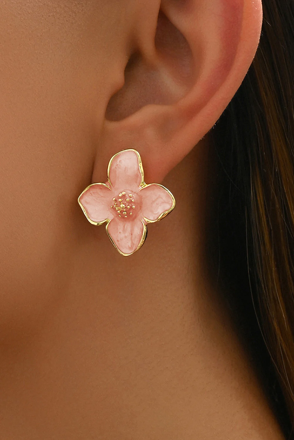 Light Pink Sweet Flower Shape Stud Alloy Earrings
