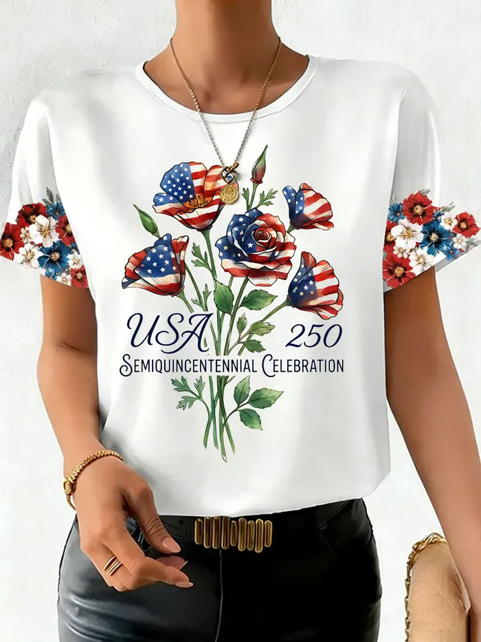 Women's Fashion American 250th Anniversary Short-Sleeved T-Shirt