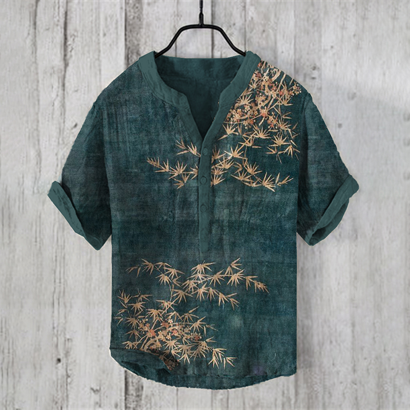 Bamboo Japanese Art Linen Blend Shirt