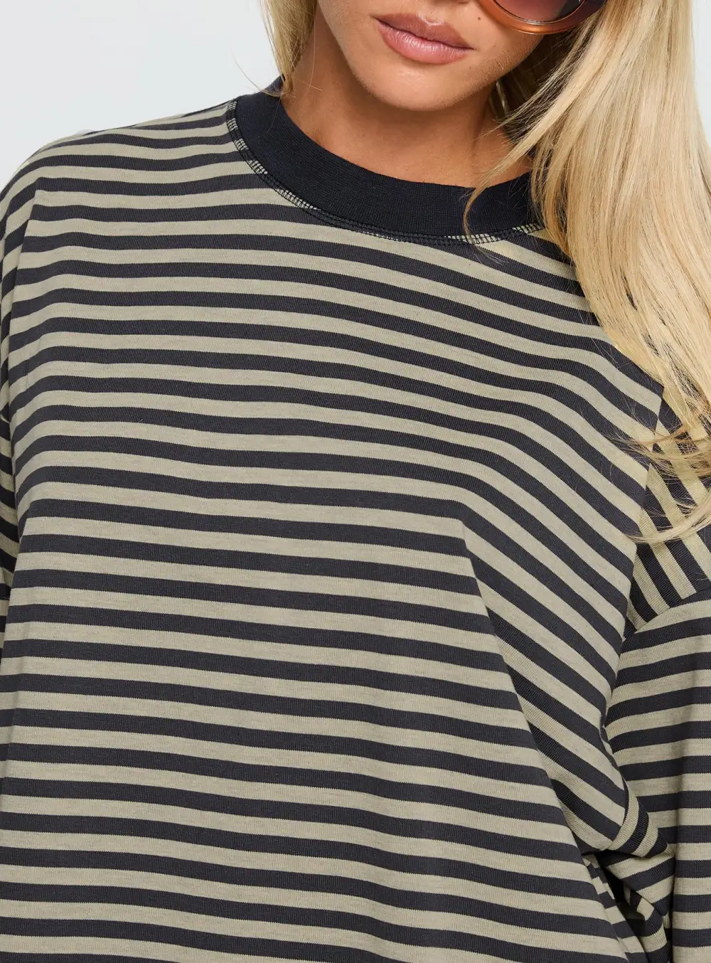 Women Long Sleeve Crew Neck Loose Striped T Shirt