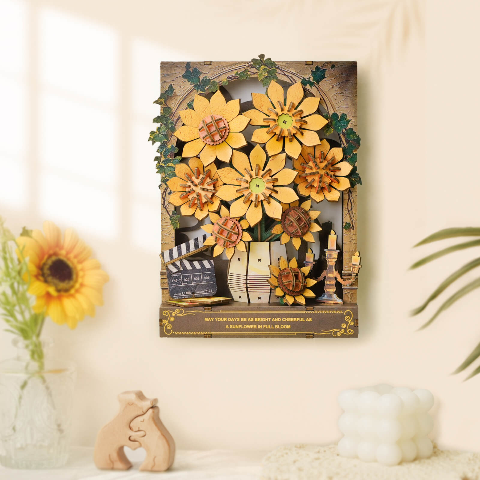 Windowside Sunflower Whispers– DIY Wooden Painting, 3D Puzzle Craft Kit