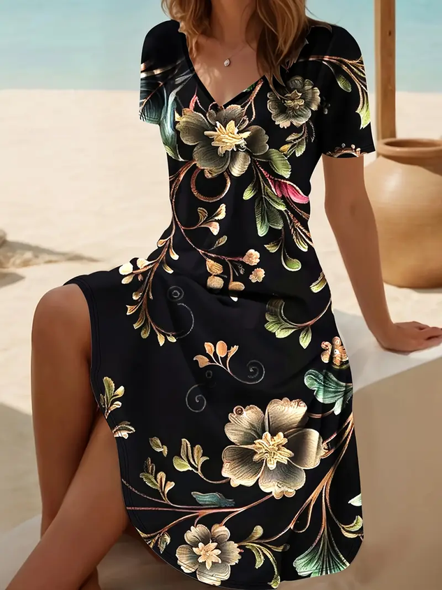 Casual Regular Fit Cotton Floral Dress With No