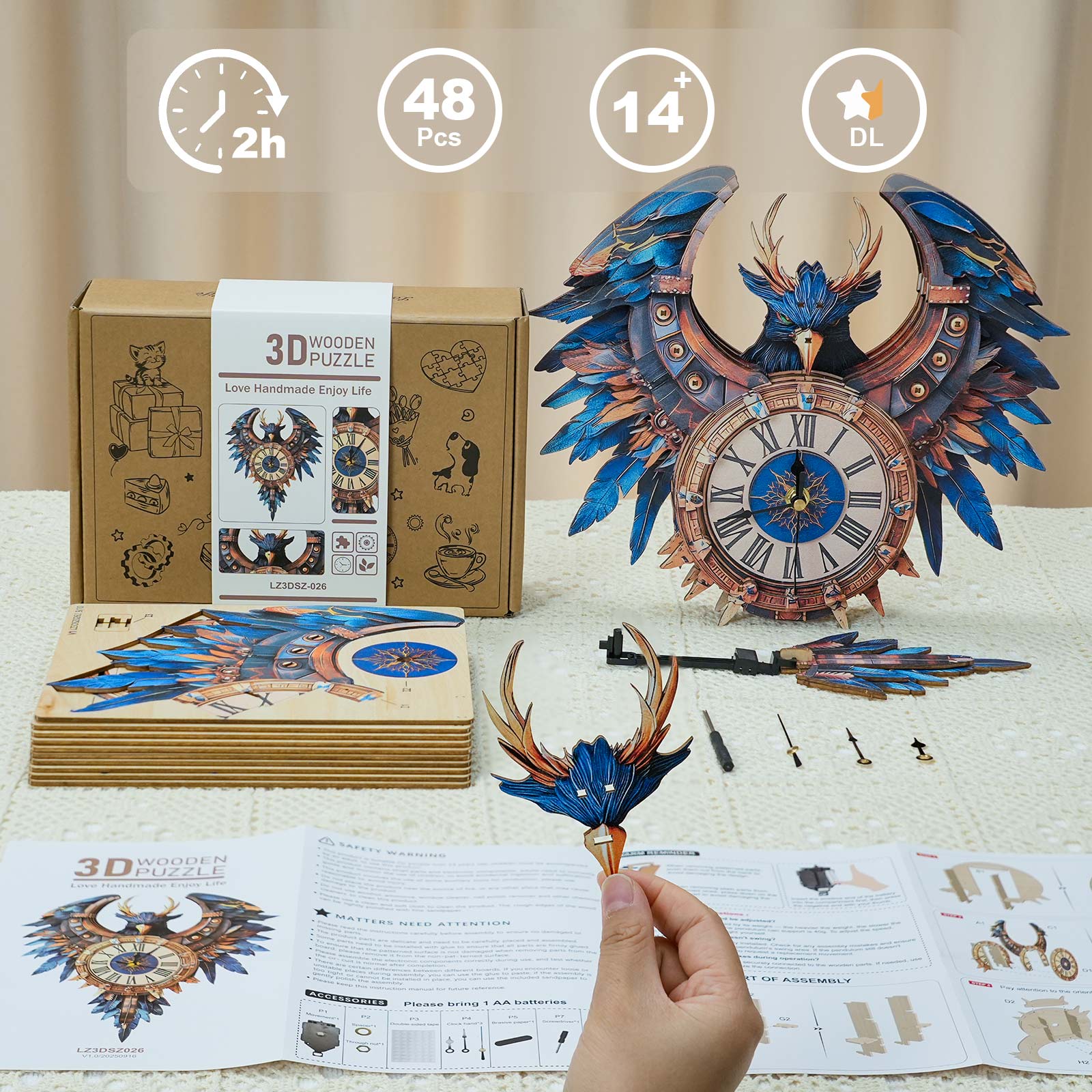 Thunderbird– DIY Wooden Clock, 3D Puzzle Craft Kit