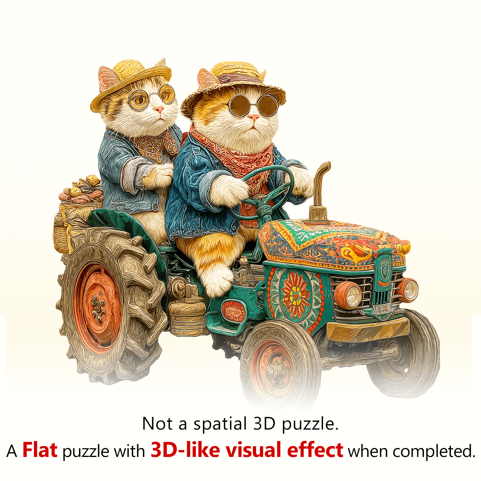 Kitten Tractor Wooden Jigsaw Puzzle