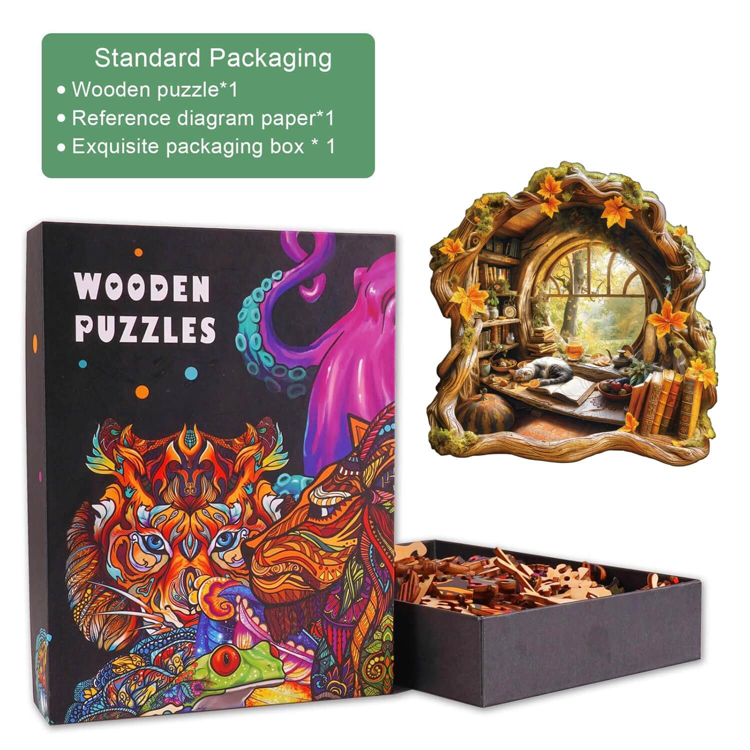 Tree house window view Wooden Jigsaw Puzzle