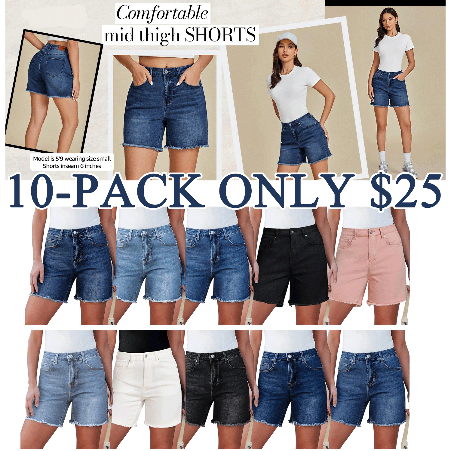 👖 Women’s High-Waisted Stretch Denim Shorts