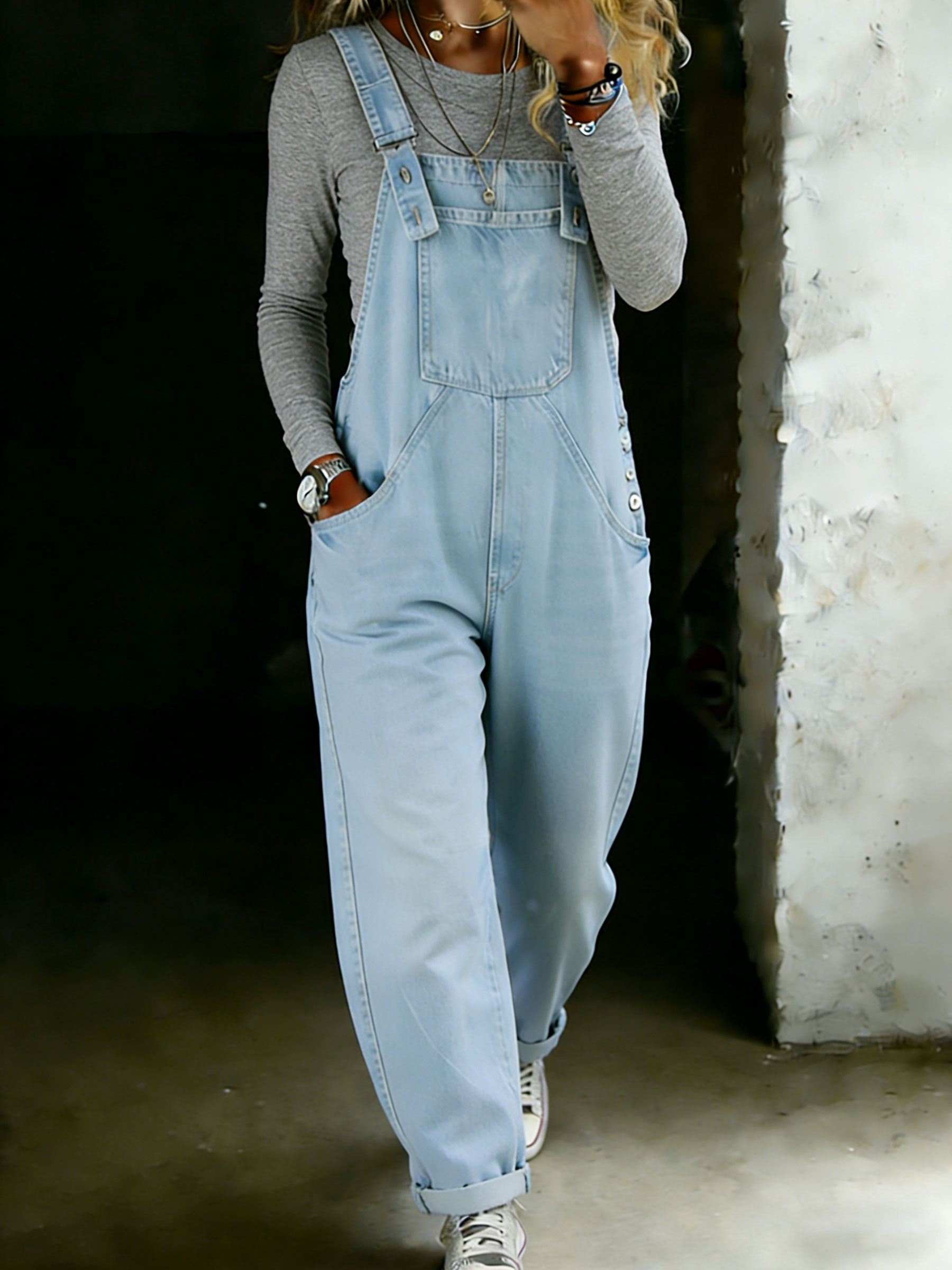 Women’s Casual One Piece Denim Jumpsuit