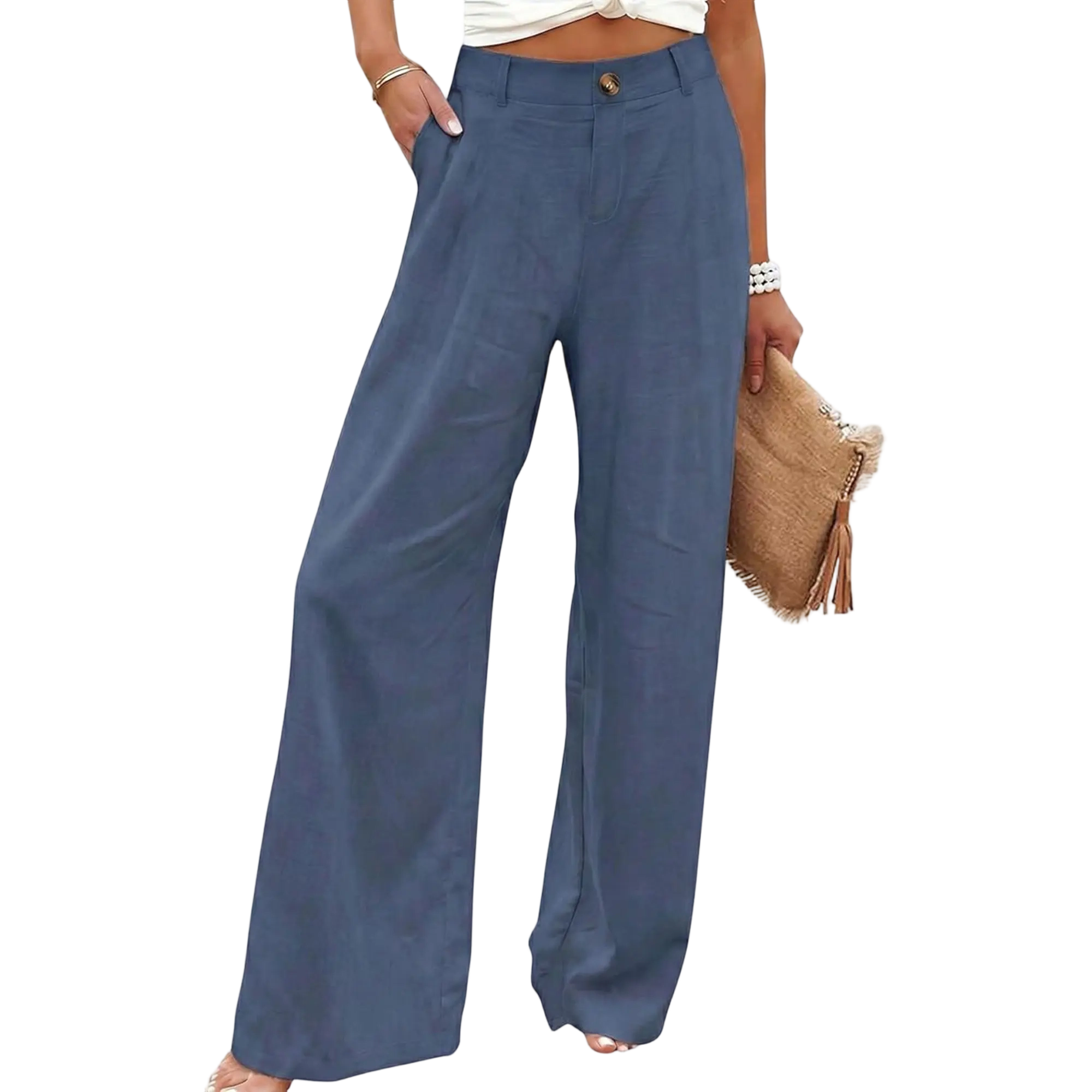 🌿 Women's High-Waisted Wide-Leg Linen Pants - Summer Casual Comfort