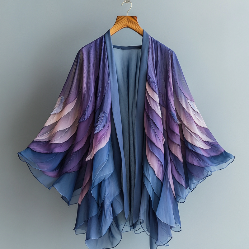 Summer Fun Feather Print Chiffon Cardigan 1884