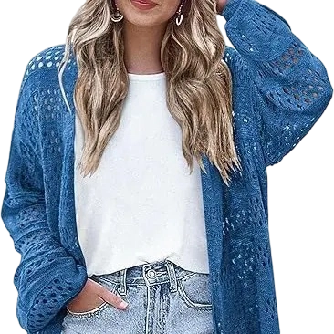Women's Lightweight Crochet Batwing Cardigan