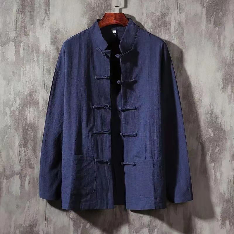 Men's Vintage Button Down Cotton Linen Comfy Jacket