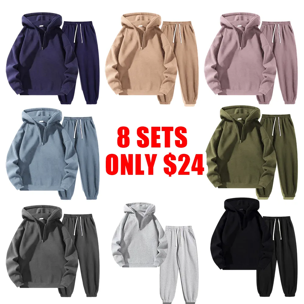 Unisex Zipper Hoodie & Sweatpants Set – Casual Fall Winter Outfit