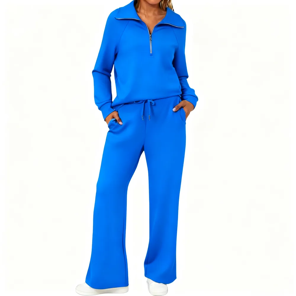 Women’s Oversized Half-Zip Sweatsuit 2 Piece Lounge Tracksuit Set