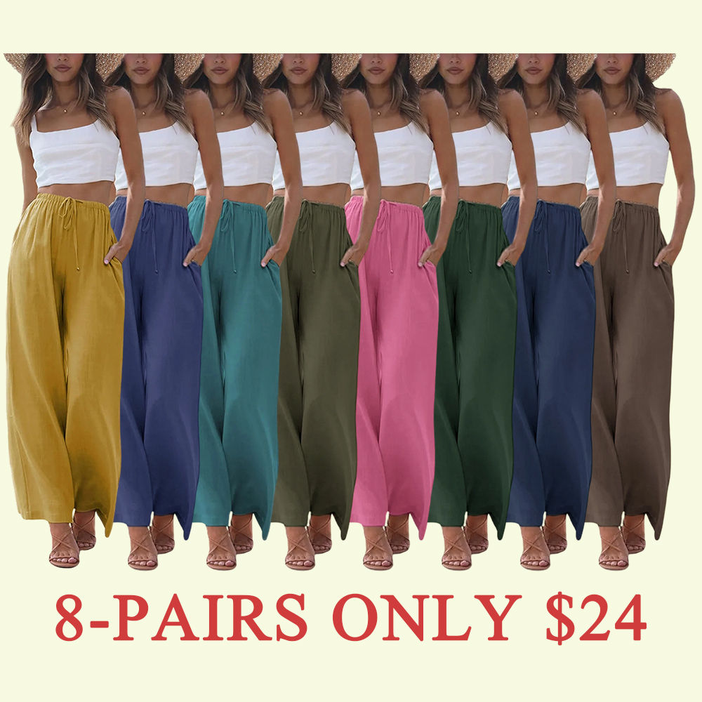 Women's Lightweight Wide Leg Palazzo Pants with Pockets