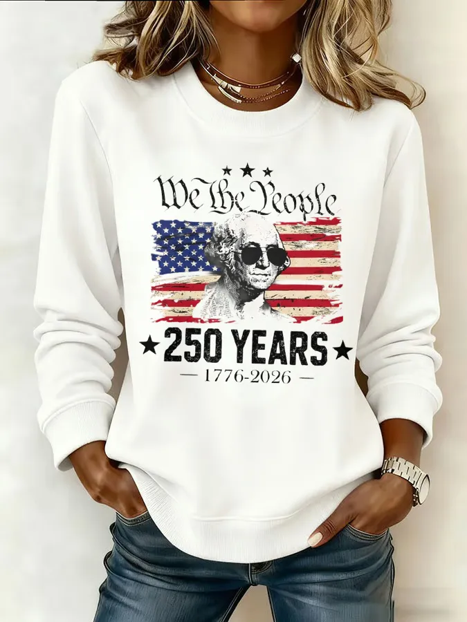 Ladies' Leisure 250th Anniversary National Day Celebration Round Neck Hoodie