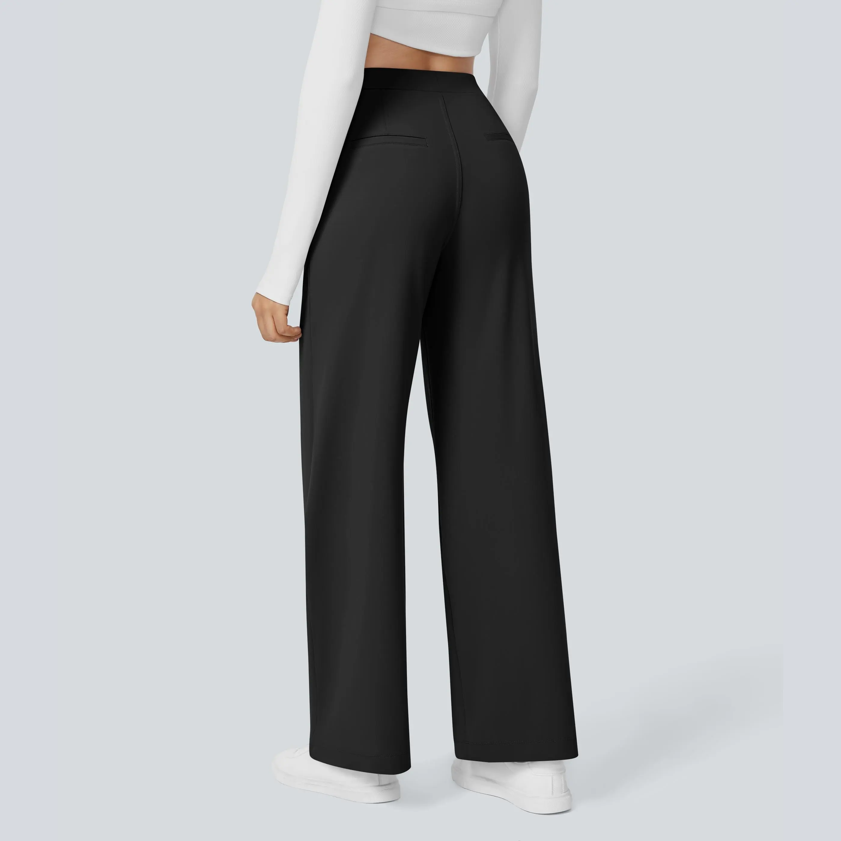 High Waisted Pocket Straight Leg Work Pants