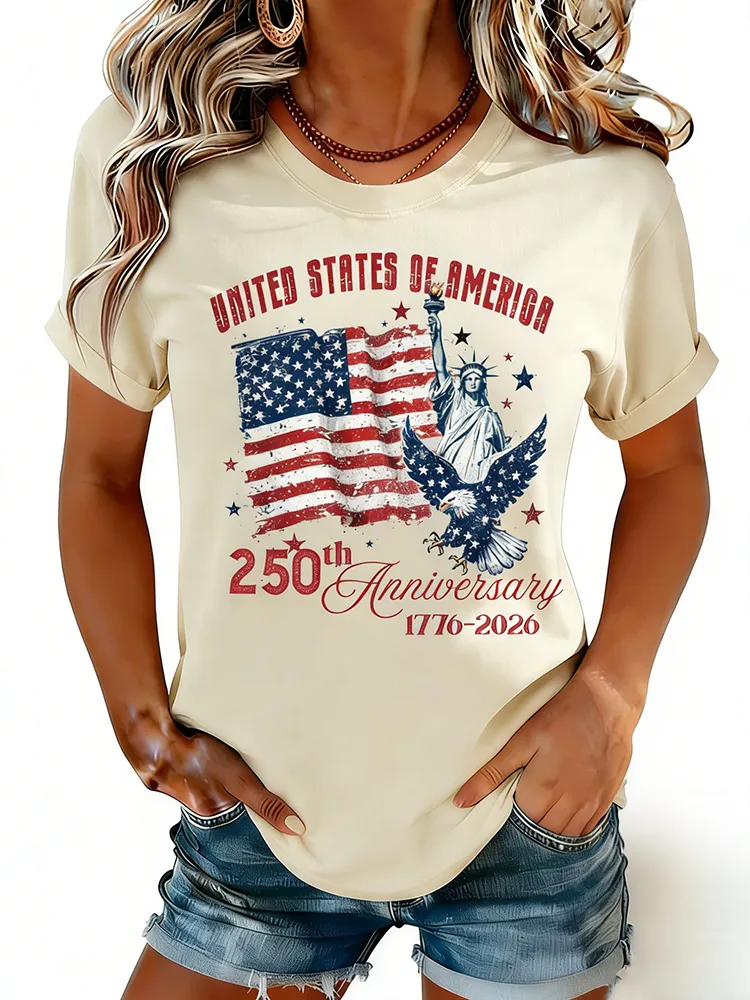 USA 250th Anniversary Statue Of Liberty Eagle Vintage Patriotic Tee