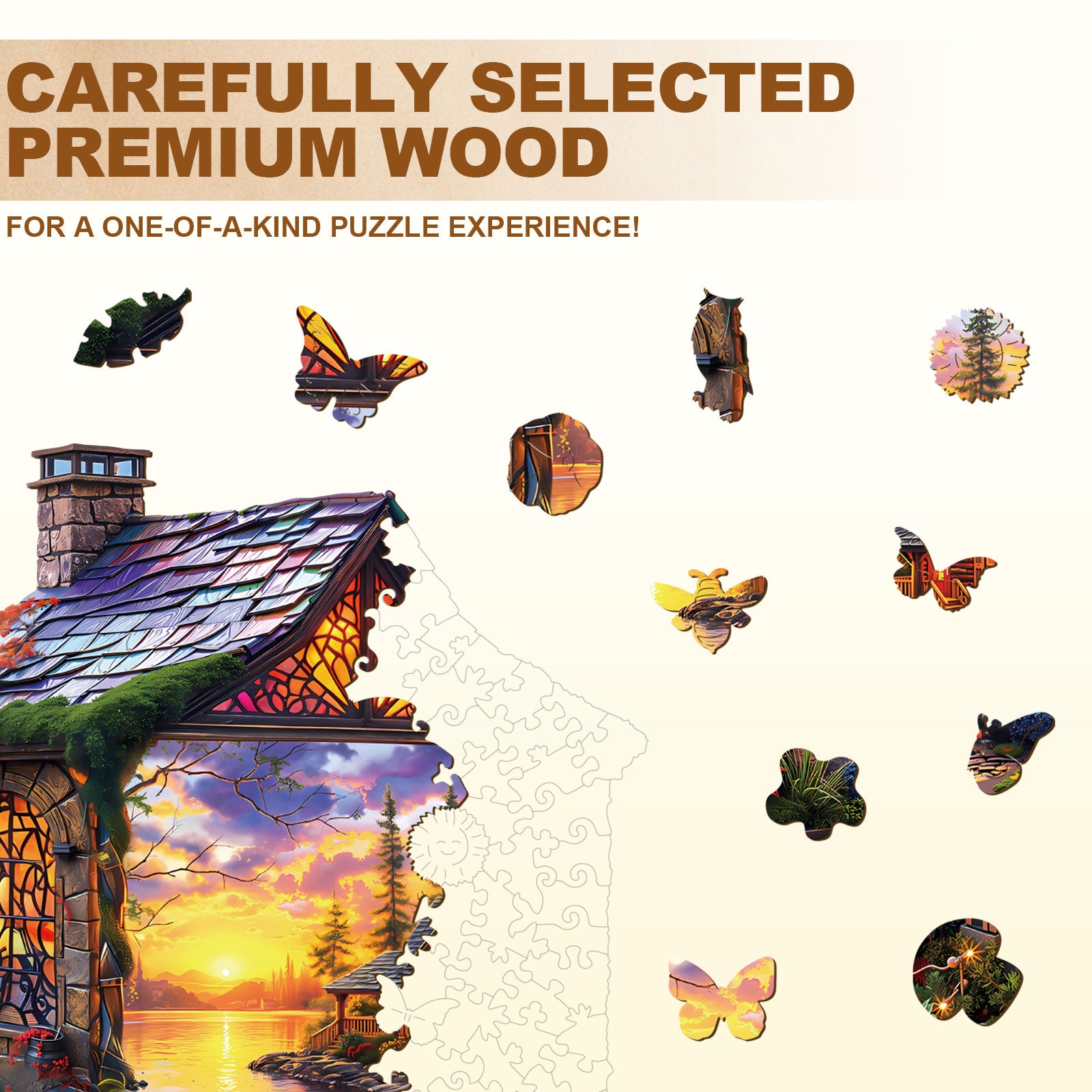 Sunset Cottage Wooden Jigsaw Puzzle