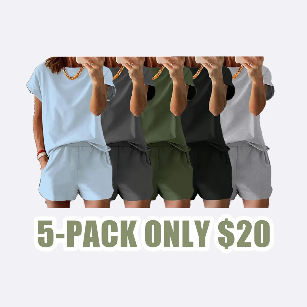 Women's Casual Summer Two-Piece Set – Letter Print Short Sleeve Tee & Matching Track Shorts