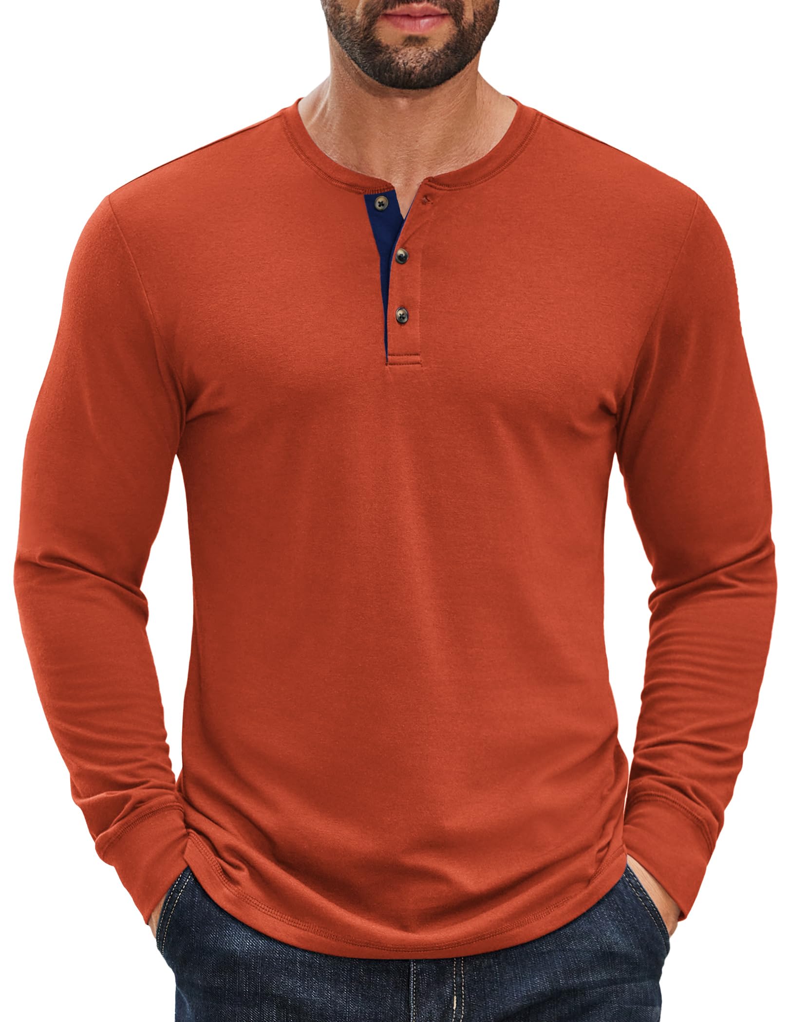 Men’s Classic Cotton Henley Long Sleeve
