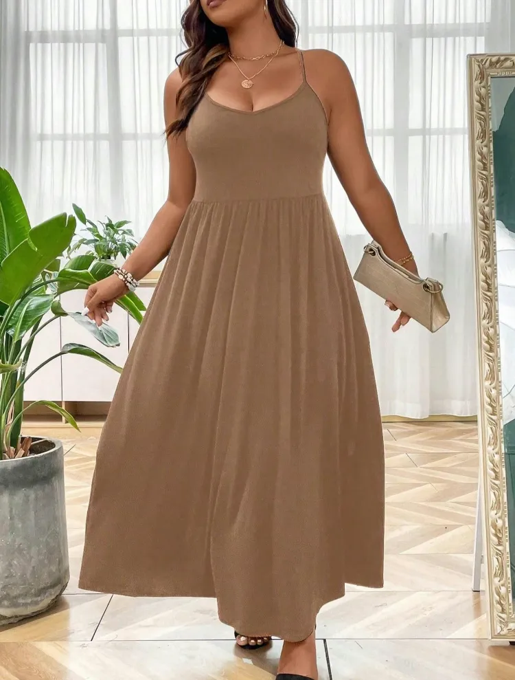 Plus Size Backless Cami Dress - Women's Sleeveless Summer Dress