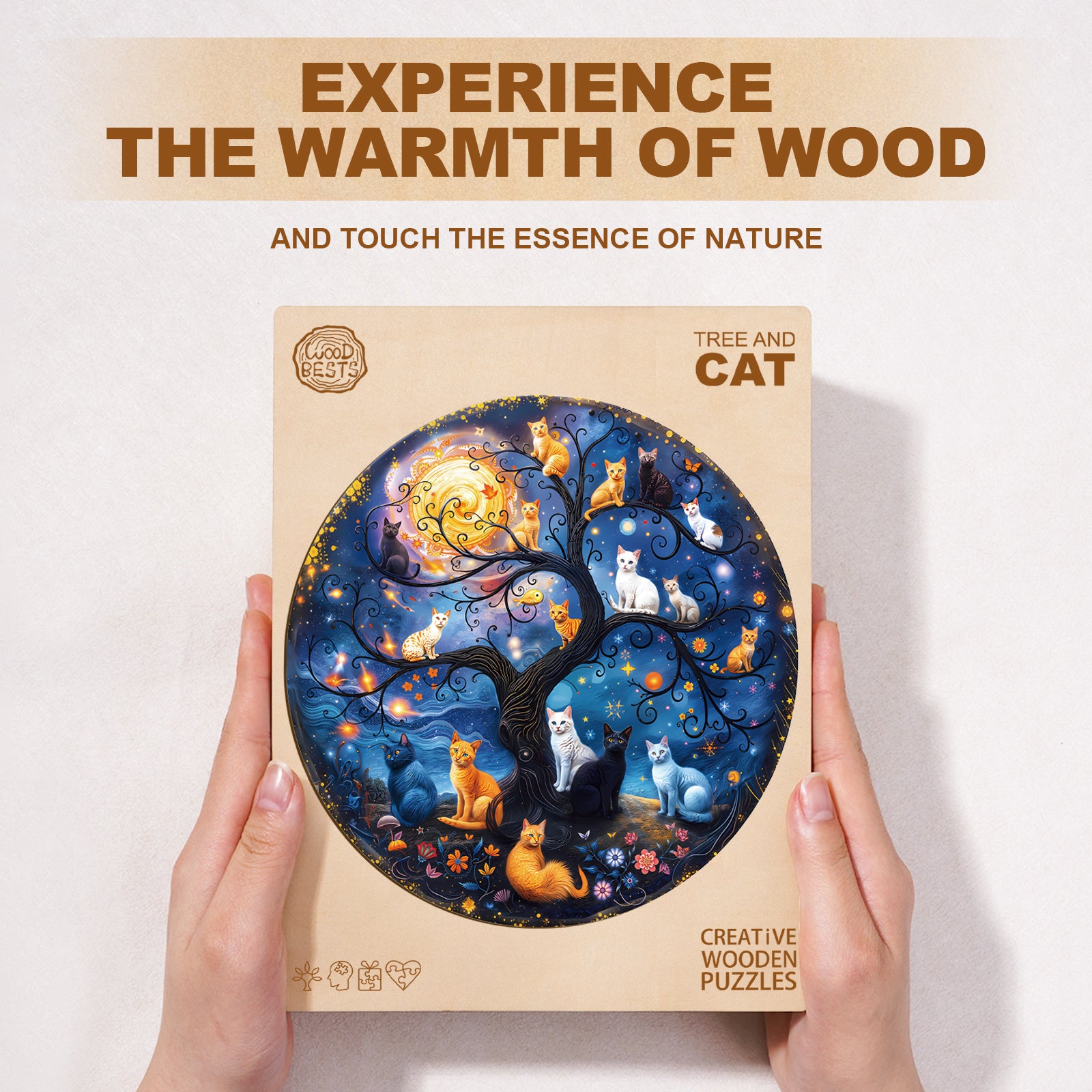 Tree And Cat Wooden Jigsaw Puzzle