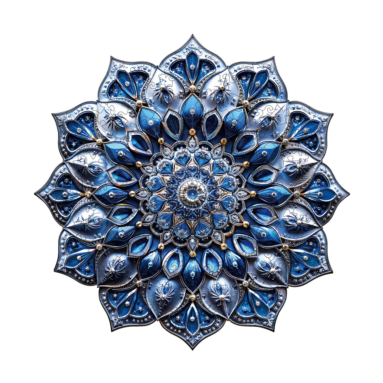 Blue Mandala Wooden Jigsaw Puzzle