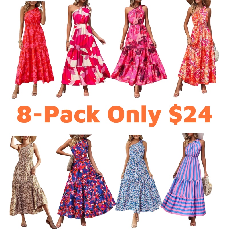 PrettyGarden Boho Chic Floral Maxi Dress - One Shoulder, Ruffle, Sleeveless, Flowing Summer Beach Wedding Guest Dress- Womenswear