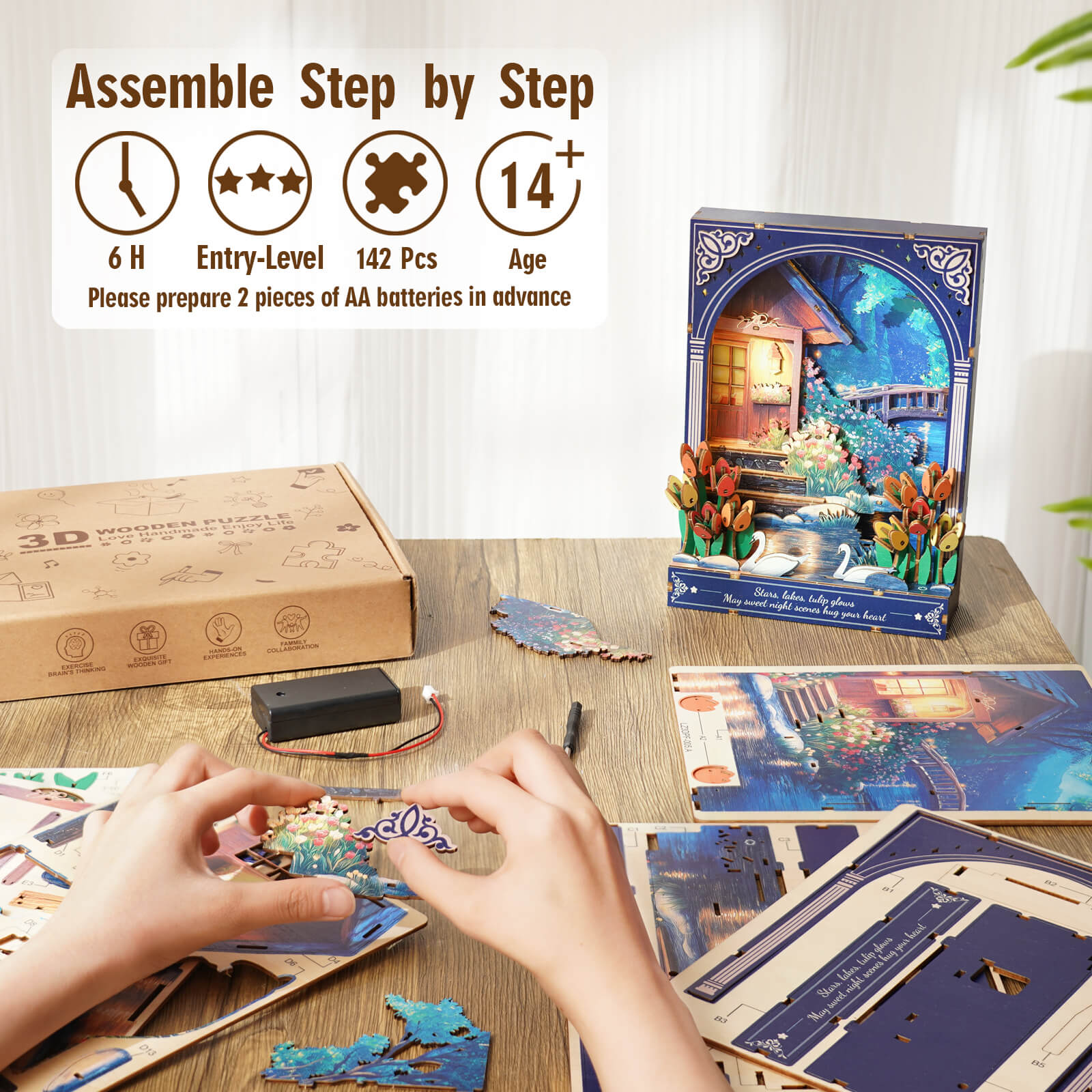 Nocturne at Starlake – DIY Wooden Painting, 3D Puzzle Craft Kit