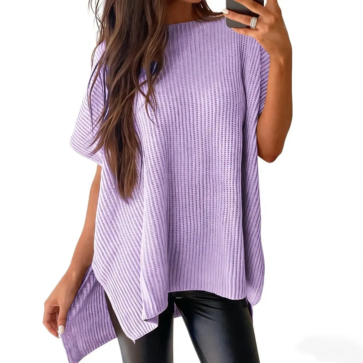 2026 Spring/Summer Oversized Cozy Ribbed Knit Top