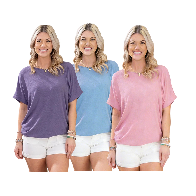 Women's Dreamy Dolman Short Sleeve Knit Top