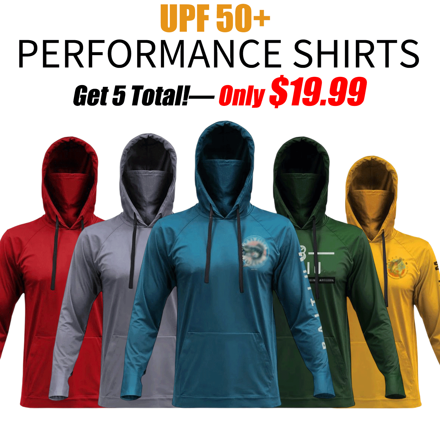 🔥Men’s Hooded UPF 50 Work & Fishing Shirt with Built-In Face Gaiter