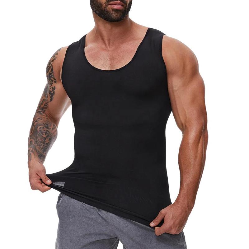 Menswear Body Shaper Shapewear Compression Tummy Control Vest Comfy Stretchy Lightweight Workout Tank Top Fabric Breathable Undershirt Elastic Soft Polyester