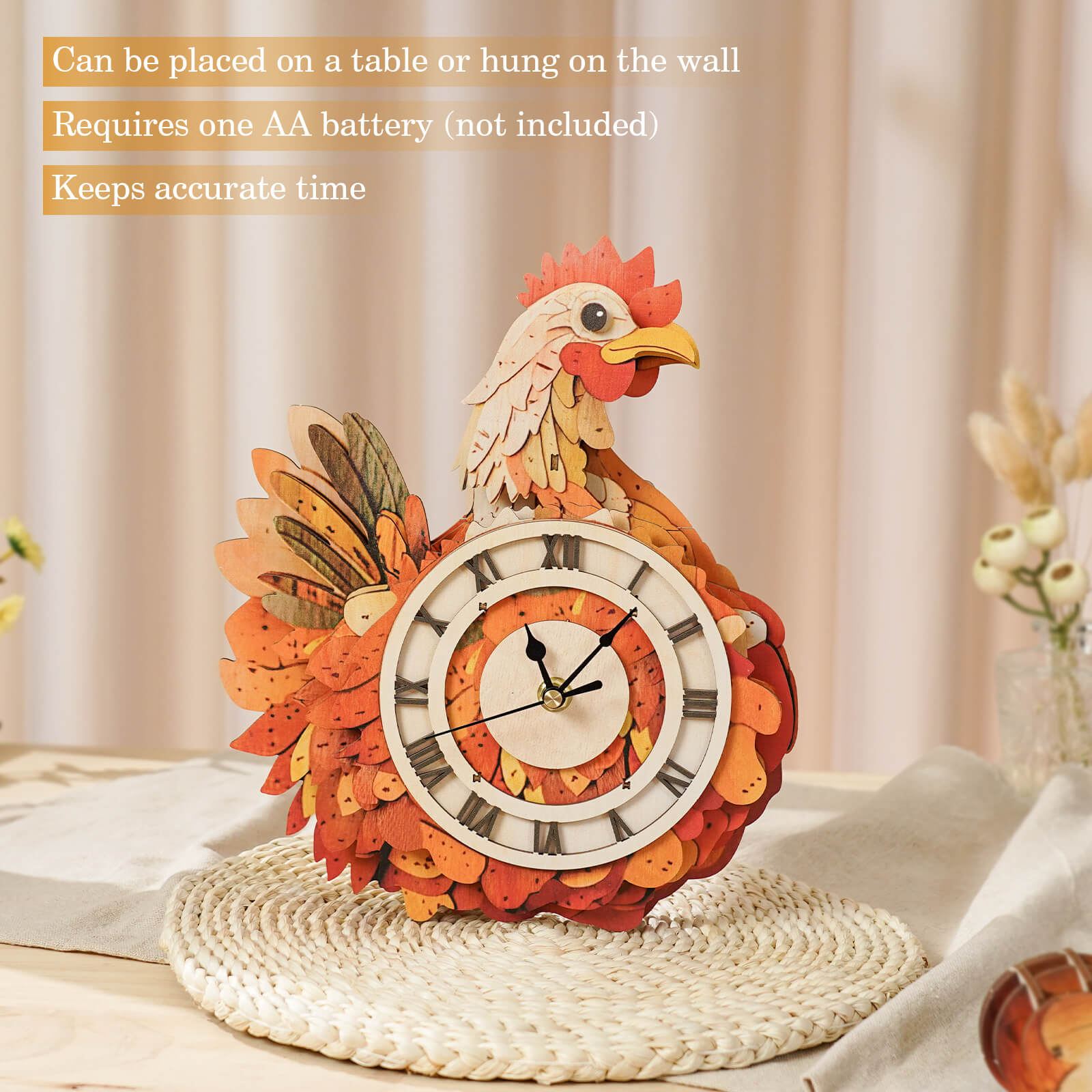 Cluck & Tick Hen Egg  – DIY Wooden Clock, 3D Puzzle Craft Kit