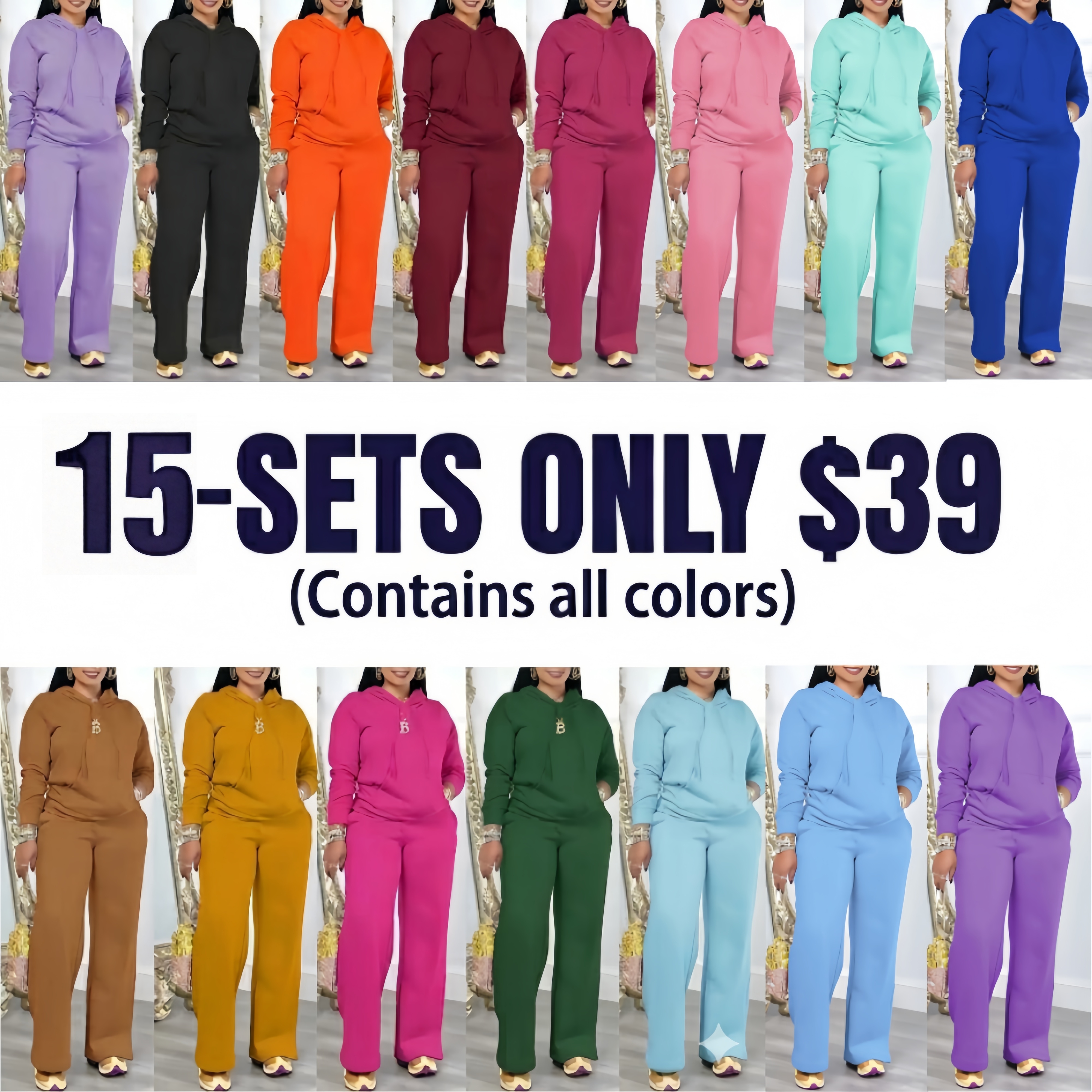 🔥Two-Piece Set Women's Solid Drawstring Hoodie & High Waist Pants Set, Casual Long Sleeve Pocket Hooded Sweatshirt & Straight Leg Trousers for Spring & Fall, Ladies' Clothes for Daily Wear