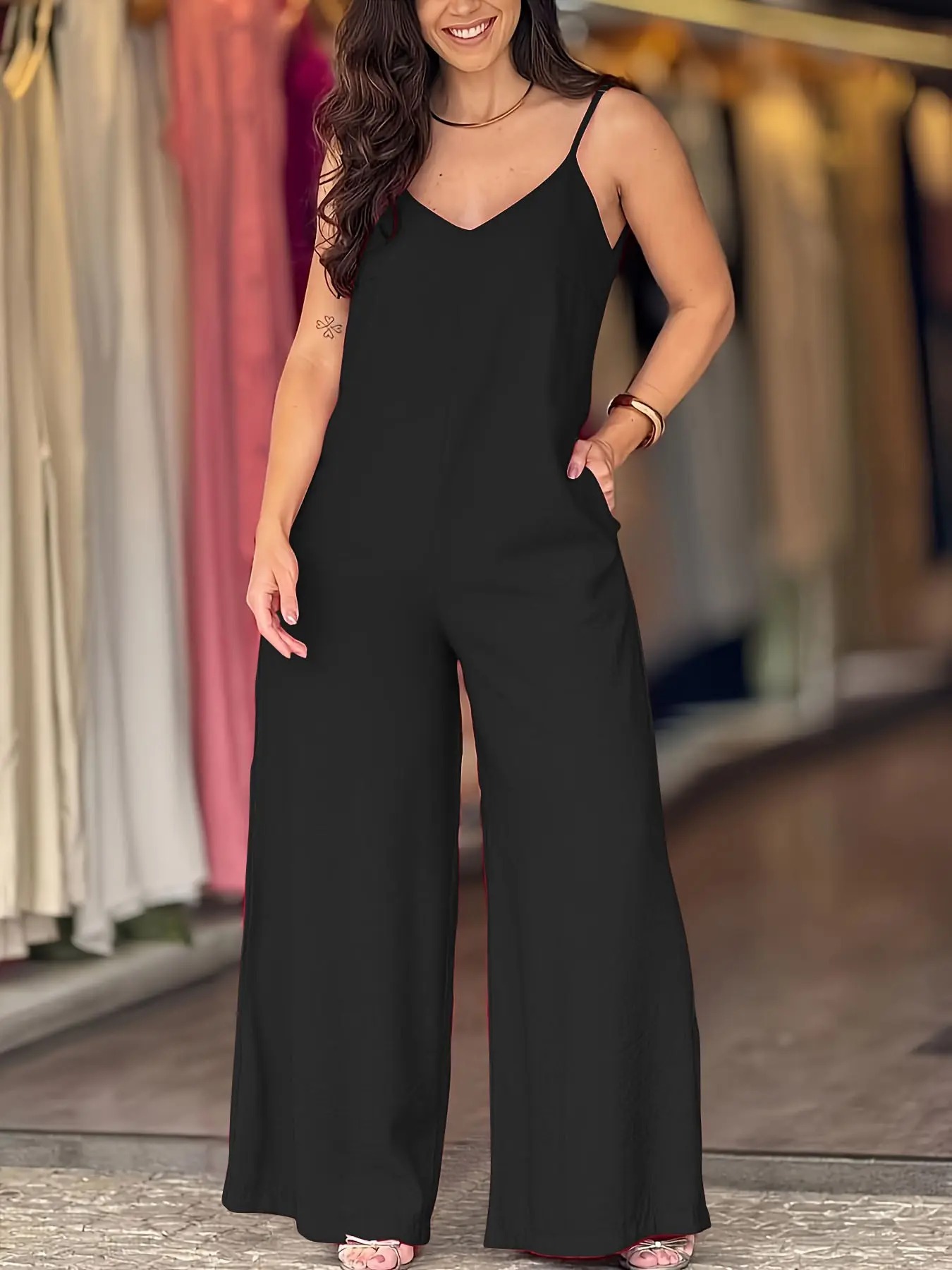 Women's Elegant Solid Color Strapless Jumpsuit💃