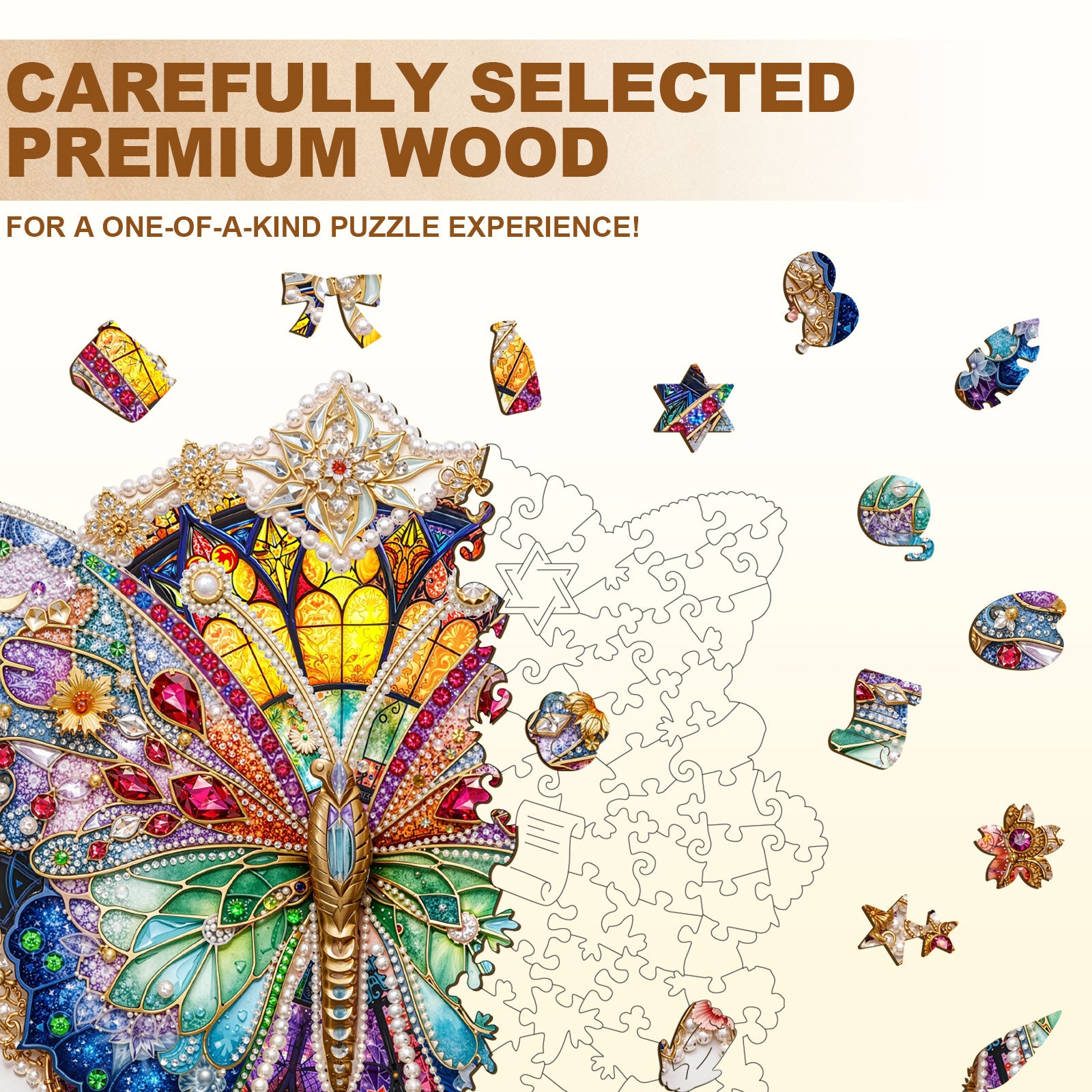 Gem Butterfly Wooden Jigsaw Puzzle