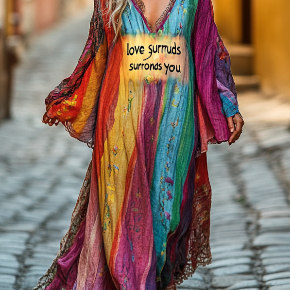 Vintage Hippie Loose Linen Dress ad4b