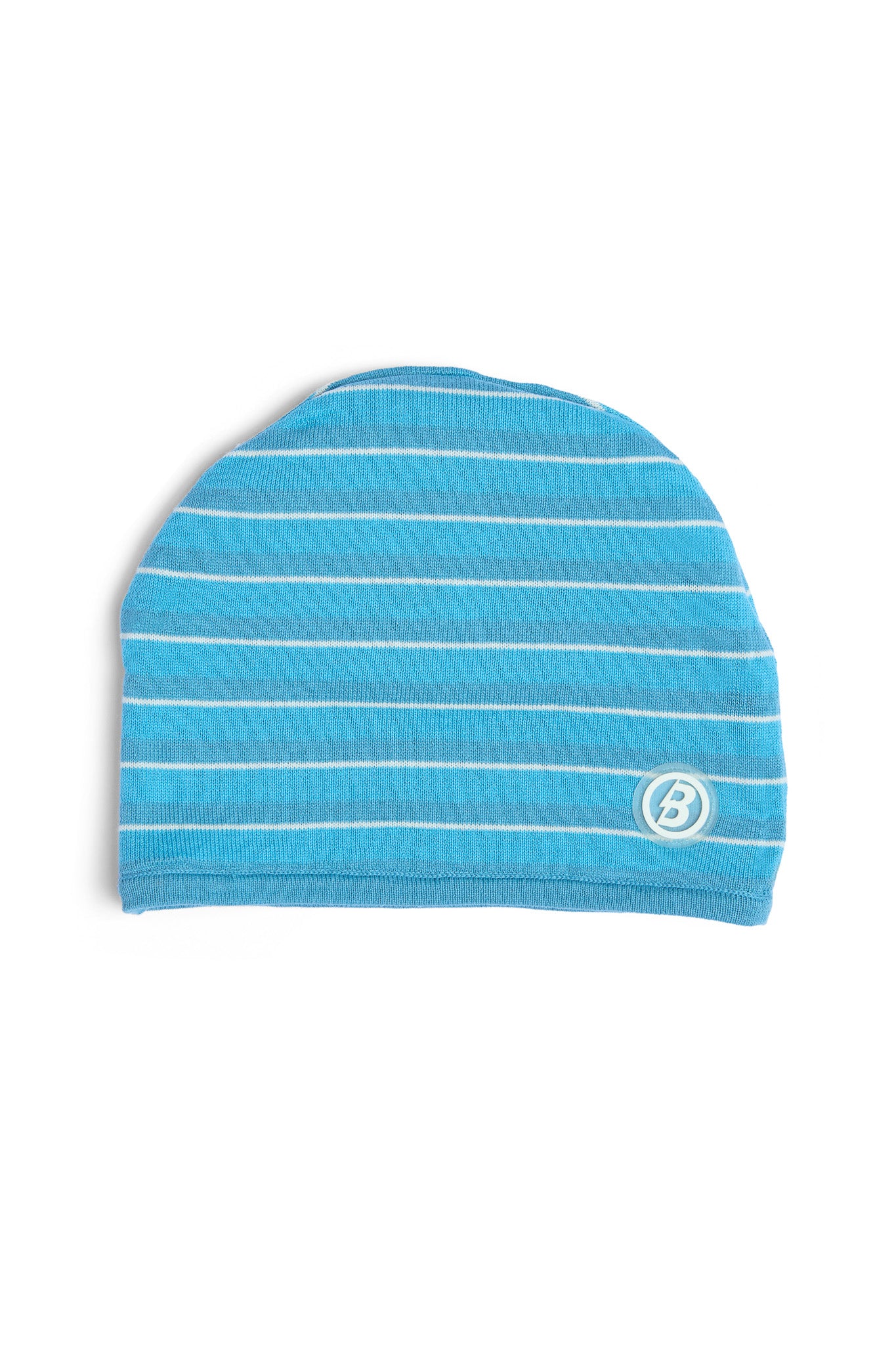 STRIPED KNIT BEANIE (TEAL BLUE/CREAM)