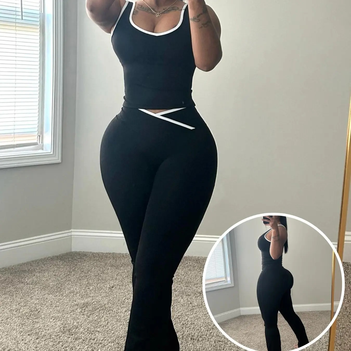 Women’s Colorblock Sleeveless Tank & Flared Pants Set