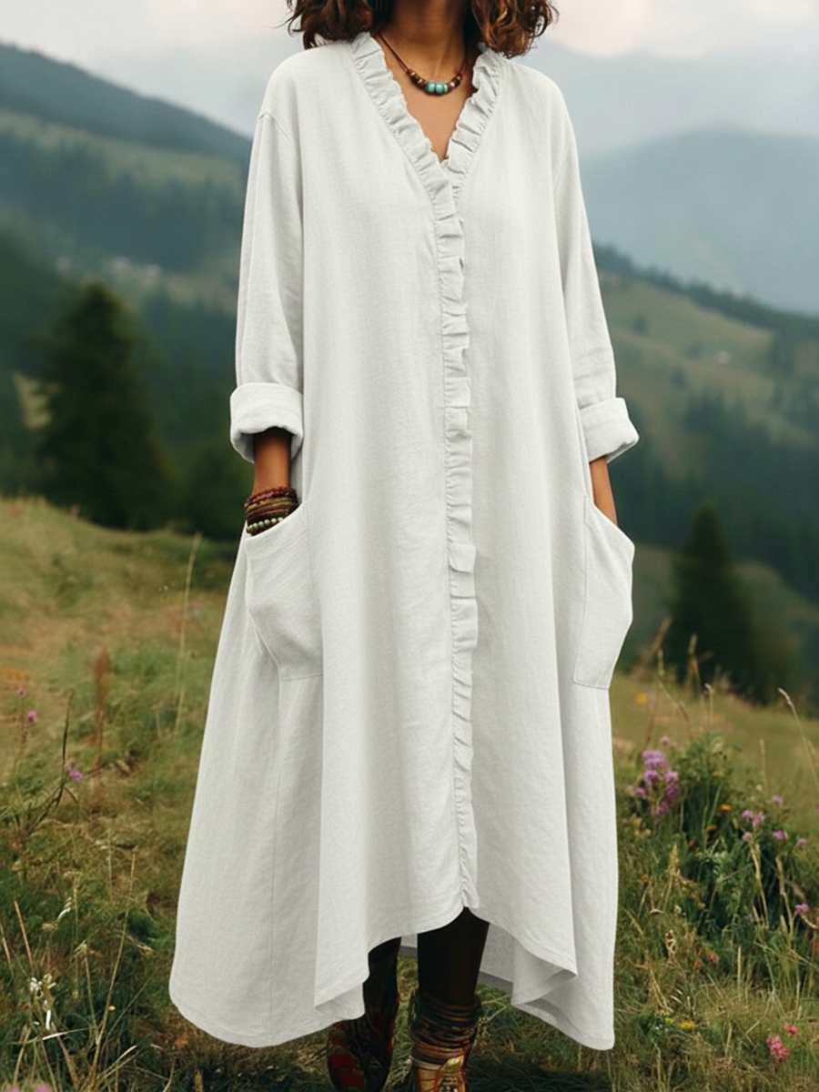 Vintage Lace V-neck Irregular Hem Dress