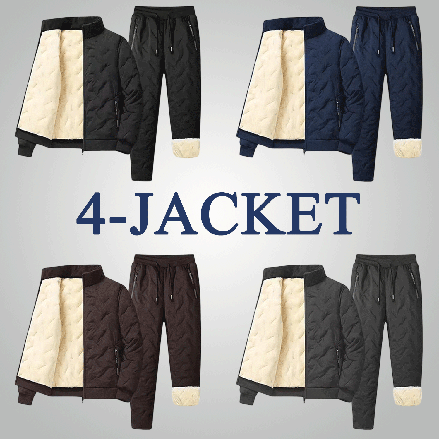 Men’s Warm Fleece-Lined Jacket & Pants 2-Piece Set