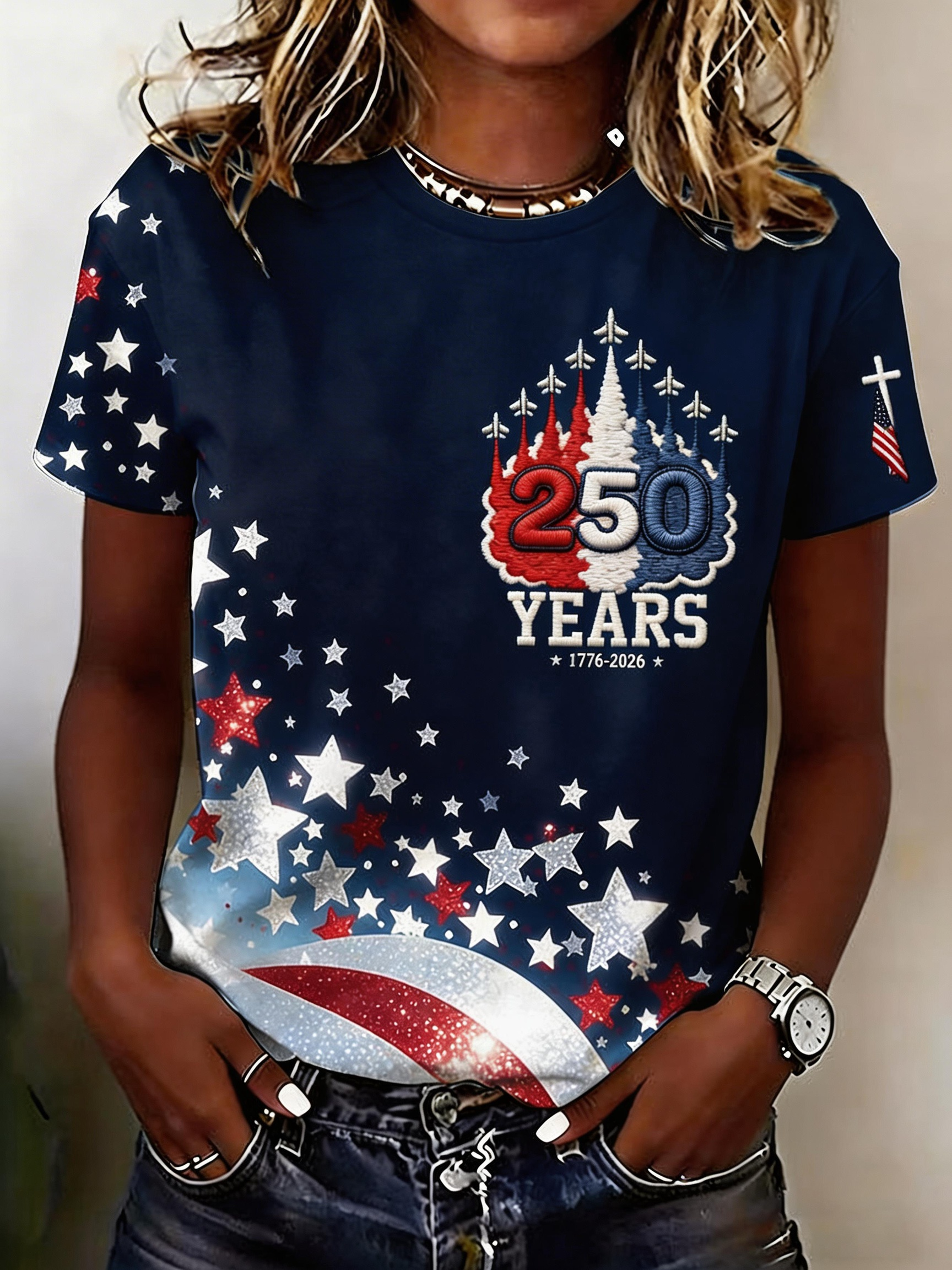 Blue Stars and Stripes Patriotic Anniversary Shirt