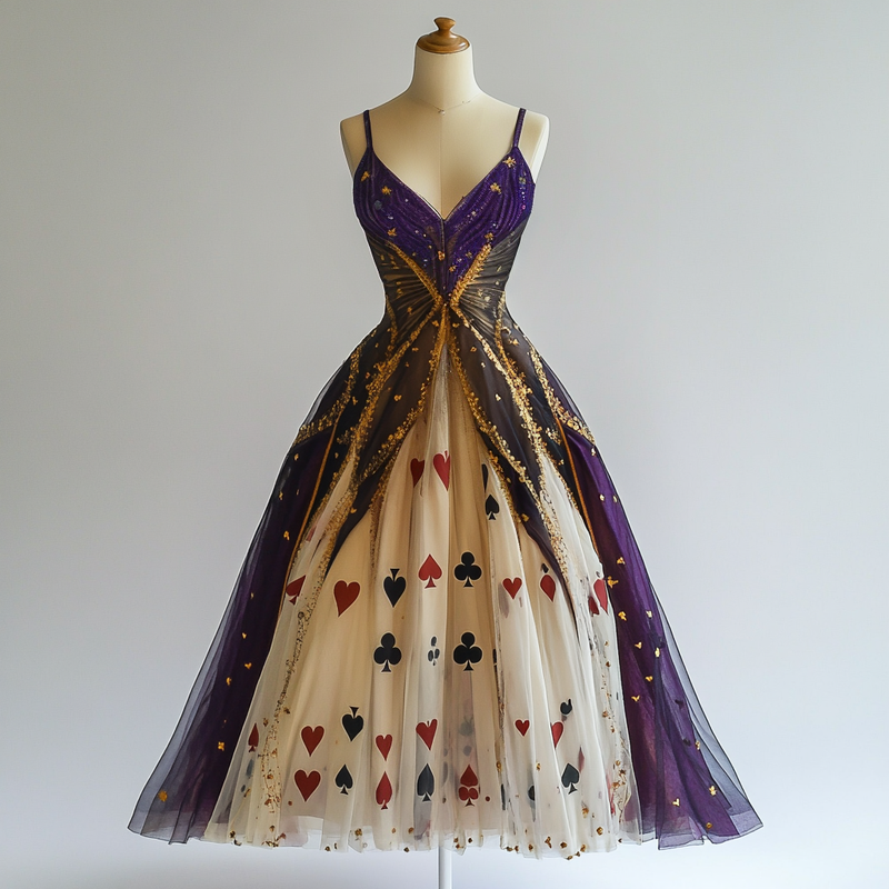 Summer original design poker magic theme hot stamping dress 2b87