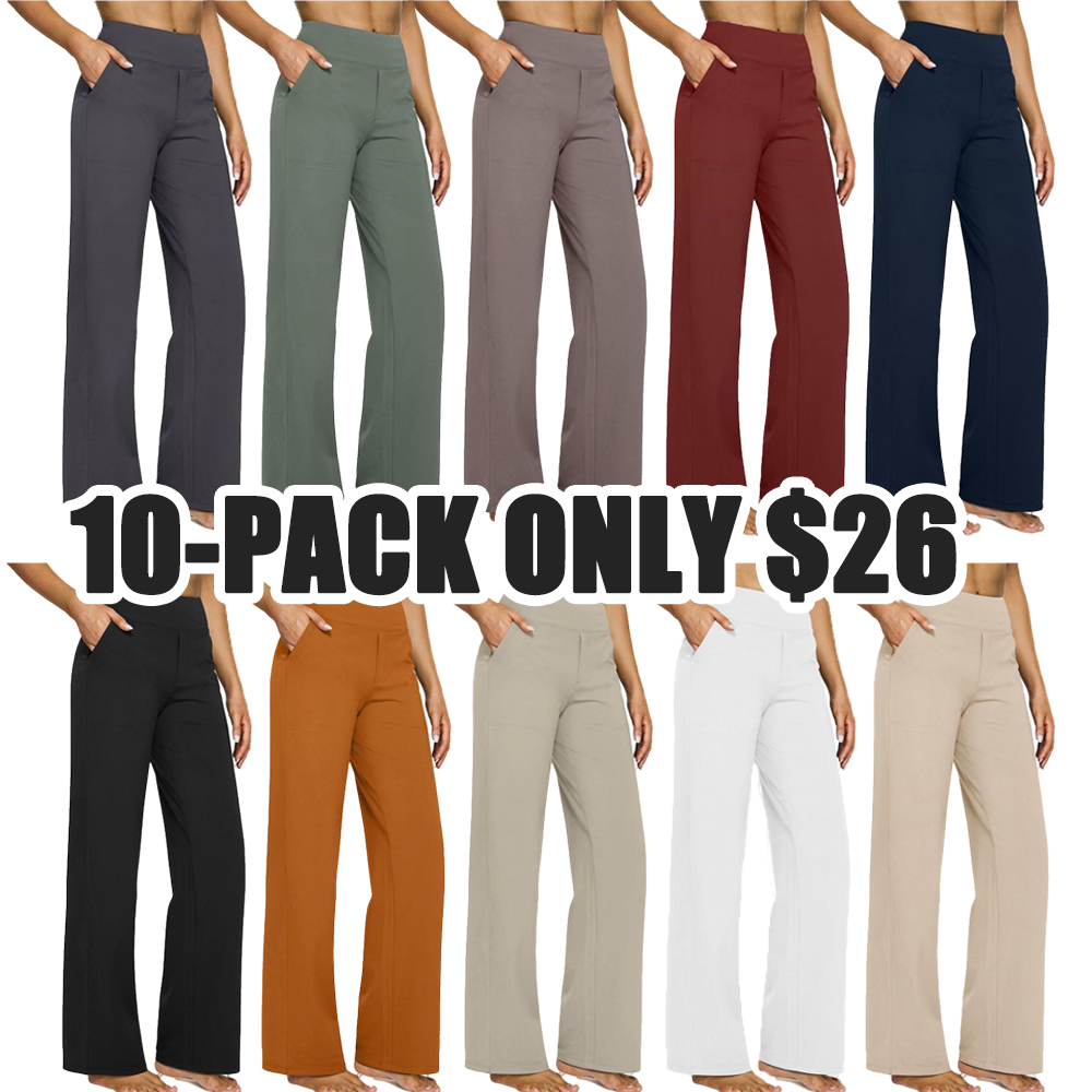 Plus Size Women’s High-Waist Wide Leg Business Casual Pants with Pockets – Comfortable Stretch Lounge Trousers for Work & Daily Wear (XS–5XL)