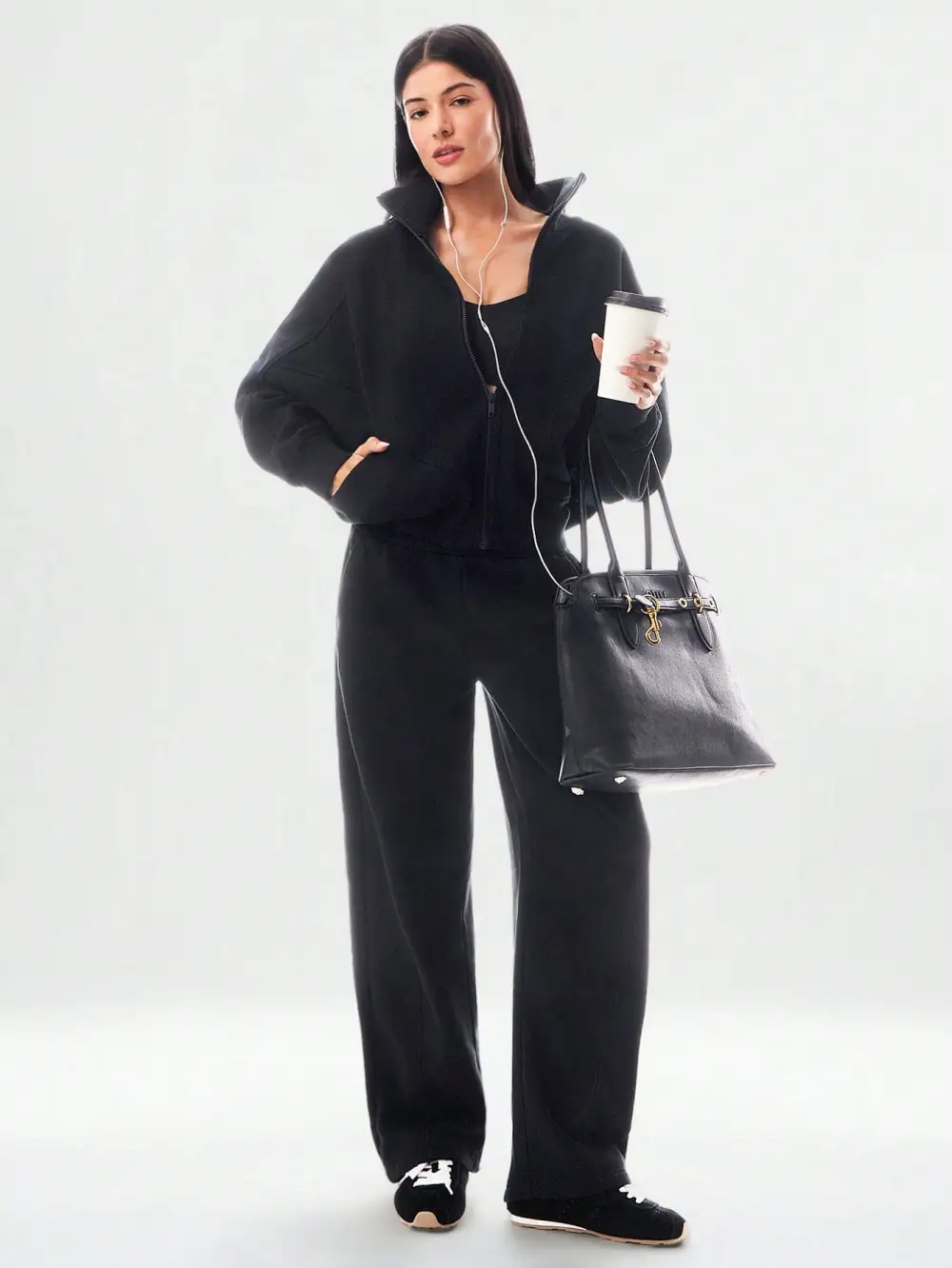 Everyday Fleece WarmthSoft Warm Lightweight Front Back Seam Detailing Pockets Batwing Sleeve High Neckline Full-Zip Jacket