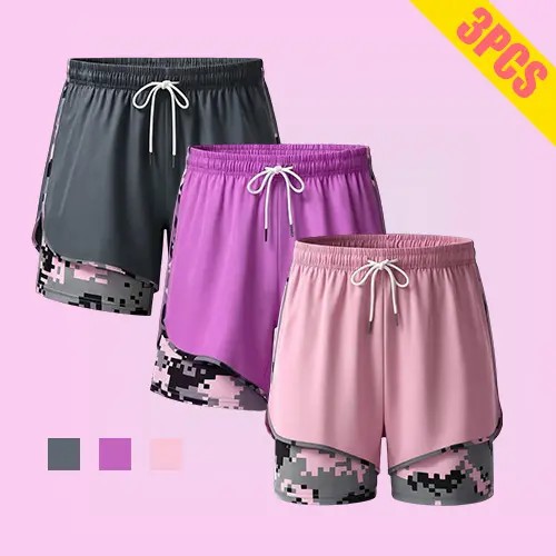 Women’s 8-Pack Anti-Exposure Layered Look Yoga Shorts — Quick-Dry Athletic/Casual Basic Workout Shorts for Running, Fitness, and Tennis