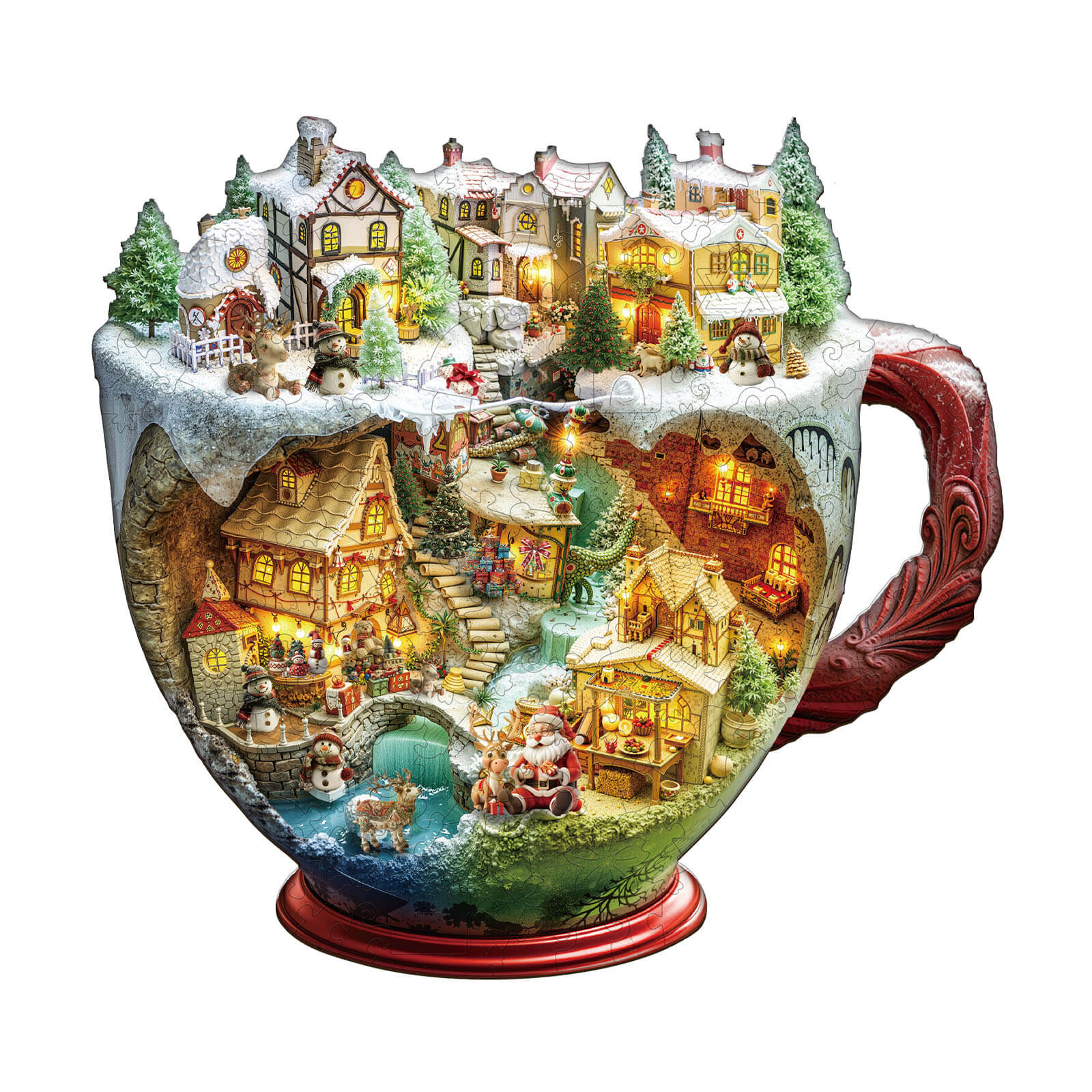Christmas coffee cup Wooden Jigsaw Puzzle