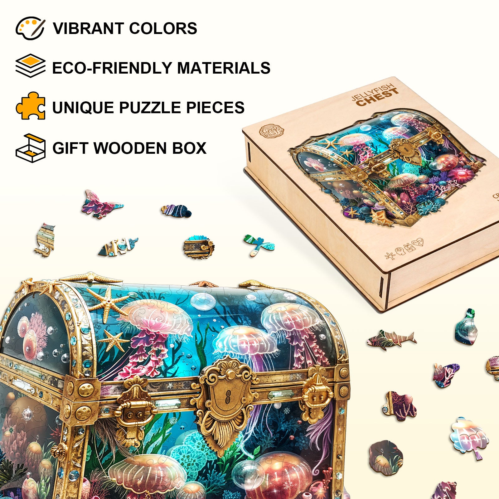 Jellyfish Chest Wooden Jigsaw Puzzle